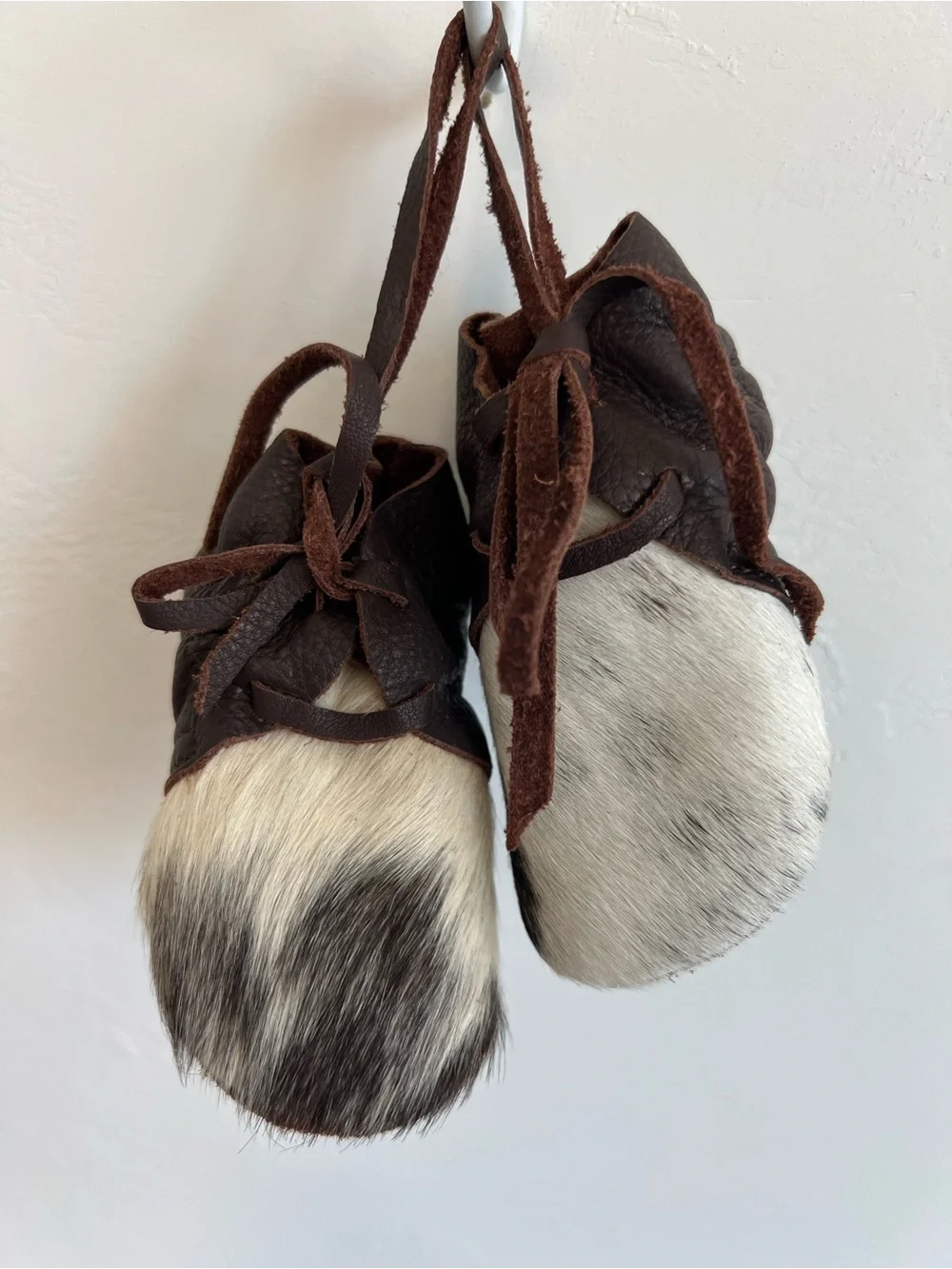 Cowhide Baby Moccasins Western Leather Booties 6-12M Boho Baby